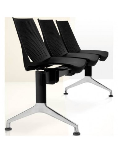 Panca 3 posti attesa Unisit Strike SK3PT con tavolino - schienale fisso - PPL nero - SK3PT/NE