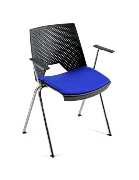 Sedia visitatore a 4 gambe Unisit Strike SKBR schienale a rete nero - PPL nero con braccioli - SKBR/NE