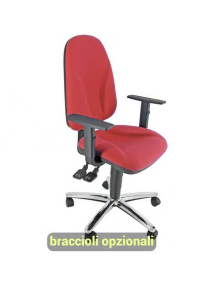 Sedia operativa girevole Unisit Team TMSYC Eco smart - schiuma sagomata - rivestimento ignifugo rosso - TMSYC/IR