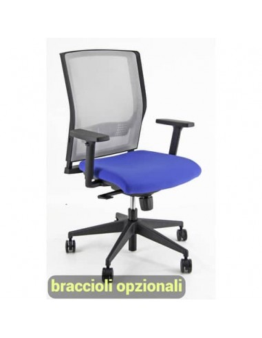 Sedia operativa girevole Unisit X Ray X2 schienale in rete grigio - rivestimento Eco blu - X2/EB