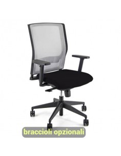 Sedia operativa girevole Unisit X Ray X2 schienale in rete grigio - rivestimento Eco nero - X2/EN
