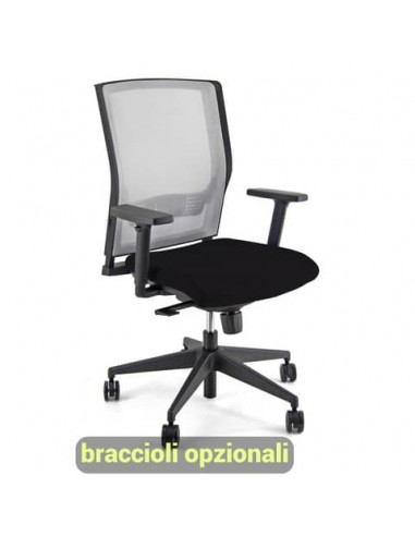 Sedia operativa girevole Unisit X Ray X2 schienale in rete grigio - rivestimento Eco nero - X2/EN