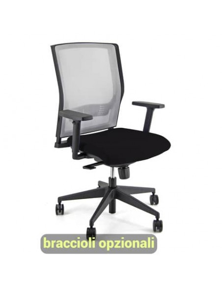 Sedia operativa girevole Unisit X Ray X2 schienale in rete grigio - rivestimento Eco nero - X2/EN