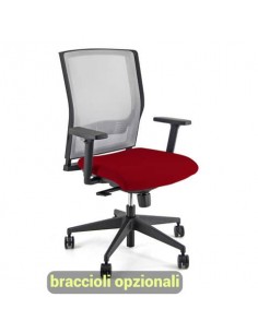 Sedia operativa girevole Unisit X Ray X2 schienale in rete grigio - rivestimento Eco rosso - X2/ER