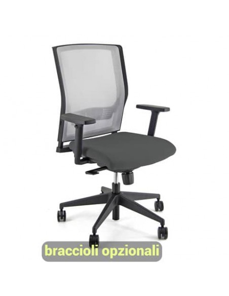 Sedia operativa girevole Unisit X Ray X2 schienale in rete grigio - rivestimento fili di luce grigio scuro - X2/F14