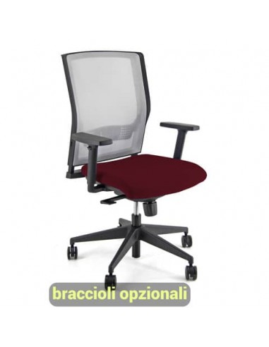 Sedia operativa girevole Unisit X Ray X2 schienale in rete grigio - rivestimento ignifugo bordeaux - X2/ID