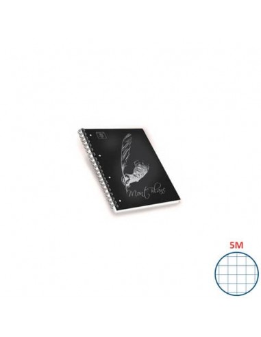 Quaderni spiralati A4 Pigna Mont Blanc Soft Touch assortiti - rigatura 5 mm - 100 ff - Conf. 5 pezzi - 02306885M