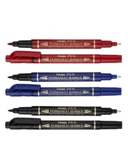 Marcatore permanente doppia punta Pentel Twin Tip tratti F-M blu N75W-CE