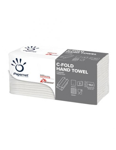 Asciugamani interfogliati piegati a C Papernet 2 veli - 23x32 cm - bianco - fascetta da 152 fogli - 400790