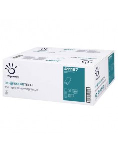 Asciugamani interfogliati piegati a V Papernet Dissolve Tech - 2 veli 24x21 cm Conf. 15 fascette da 250 pezzi - 411167