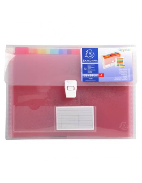 Classificatore Crystal Colours chiusura scatto 33x25 cm - 13 scomparti - cristallo - 55298E