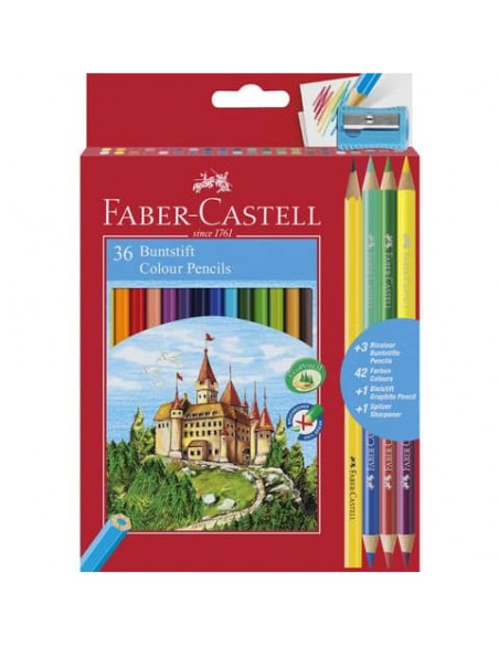 Matite colorate Faber-Castell Eco Il Castello Conf. 36 + 3 Bicolor + 1 Grafite - 110336