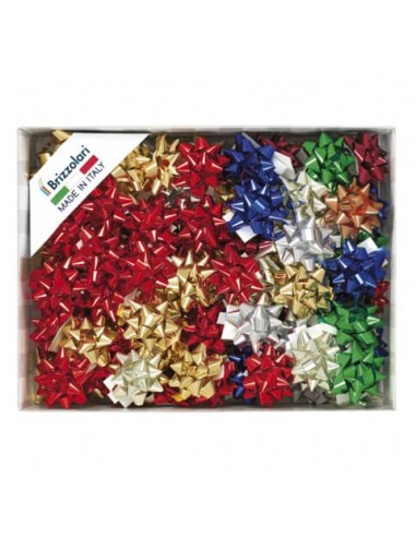 Stelle adesive per pacchi regalo Brizzolari 10 mm Ø 50 mm assortiti lucido  conf. 100 - B.15