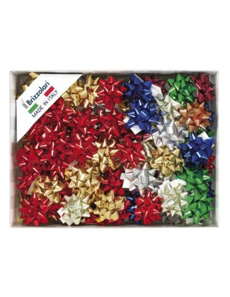Stelle adesive per pacchi regalo Brizzolari 10 mm Ø 50 mm assortiti lucido  conf. 100 - B.15