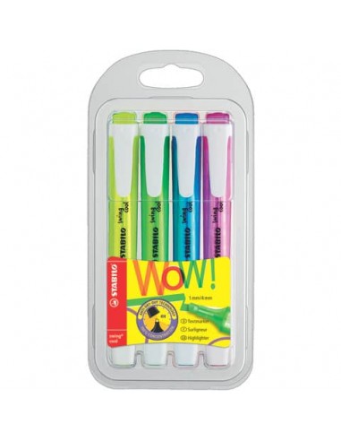Evidenziatori Stabilo Swing® Cool 1-4 mm assortiti fluo - Conf. 4 pezzi - 275/4