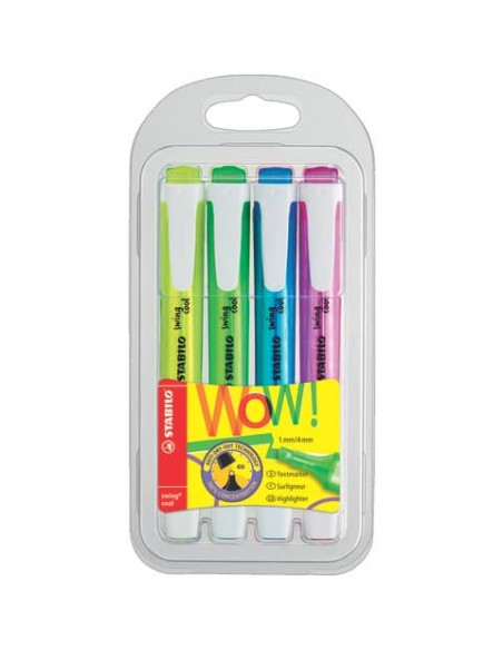 Evidenziatori Stabilo Swing® Cool 1-4 mm assortiti fluo - Conf. 4 pezzi - 275/4