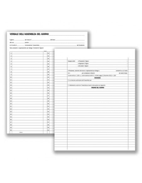 Registro verbali assemblee condominiali data ufficio 92 pagine 31x24