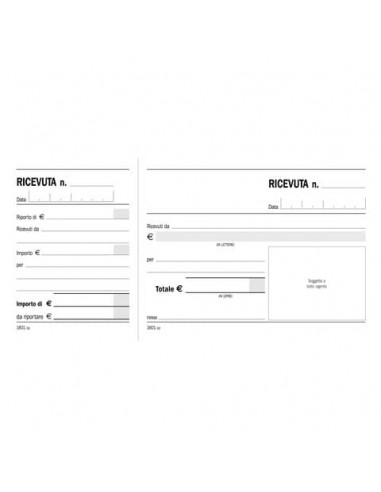 Blocco Ricevute generiche madre-figlia 2 tagliandi Data Ufficio 10x21