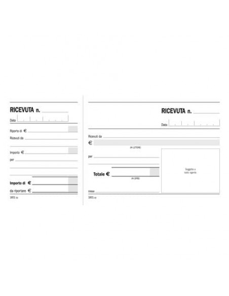 Blocco Ricevute generiche madre-figlia 2 tagliandi Data Ufficio 10x21