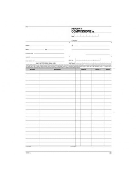 Blocco proposte di commissione Data Ufficio A4 - 33x3 copie autoricalcanti DU1672C3300