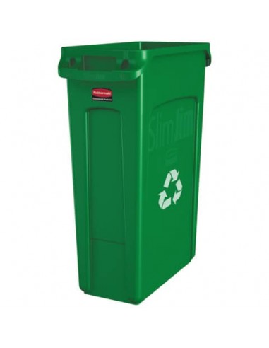 Contenitore rifiuti per differenziata Rubbermaid Slim Jim® con canali di ventilazione 87 L verde - FG354007GRN