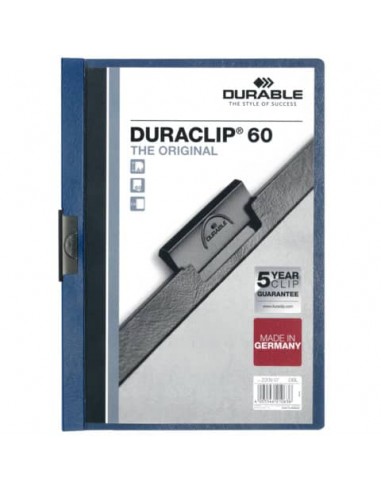 Cartellina con clip Durable DURACLIP® A4 - dorso 6 mm - capacità 60 fogli blu - 220907