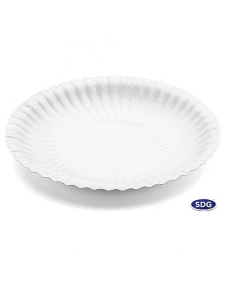 Piatto piano Ø 18 cm in cartoncino riciclato patinato Scatolificio del Garda Bianco - Conf. 50 pezzi 201-00