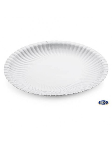 Piatto piano Ø 23 cm in cartoncino riciclato patinato Scatolificio del Garda Bianco - Conf. 50 pezzi - 203-00