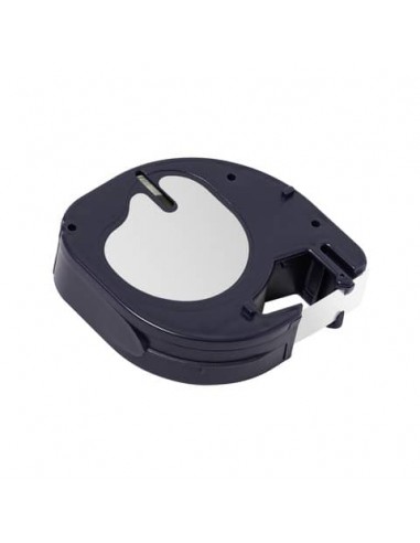 Nastro per etichettatrice Q-Connect compatibile con Dymo LetraTag - plastica nero/bianco - 12 mm x 4 m - KF18835