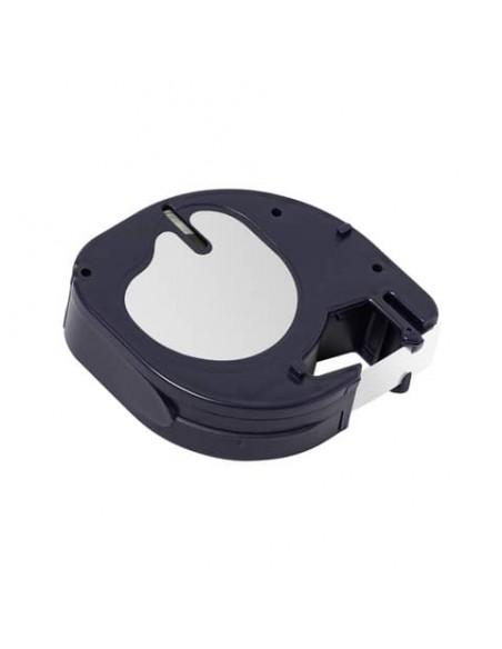 Nastro per etichettatrice Q-Connect compatibile con Dymo LetraTag - plastica nero/bianco - 12 mm x 4 m - KF18835