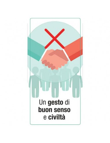 Adesivo segnaletico ''Un gesto di buon senso e civiltà'' (logo vietata stretta di mano) 15x30 cm multicolore - 30027