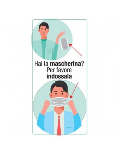 Adesivo segnaletico ''Hai la mascherina? Per favore indossala'' 15x30 cm multicolore - 30032
