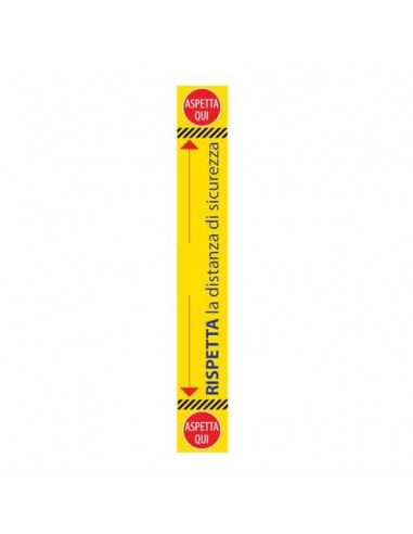Adesivo di segnaletica a terra ''Rispetta la distanza di sicurezza - 1 m'' 120x19 cm giallo/nero/blu/rosso - 30019