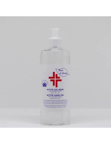 Gel igienizzante mani (alcol 70%) 500 ml con dosatore - Active linea Bosco di Rivalta - profumo di agrumi