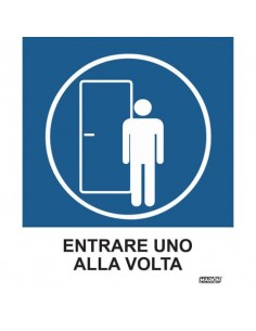 Adesivo segnaletico Markin ''Entrare uno alla volta'' in LWM - 12