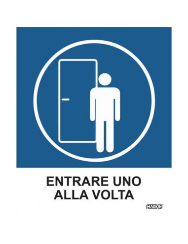 Adesivo segnaletico Markin ''Entrare uno alla volta'' in LWM - 12