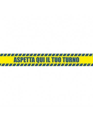 Adesivo segnaletico calpestabile Markin ''Aspetta qui il tuo turno'' in PVC 98x8