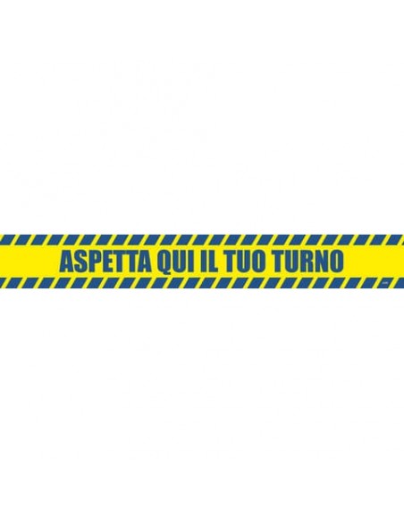 Adesivo segnaletico calpestabile Markin ''Aspetta qui il tuo turno'' in PVC 98x8