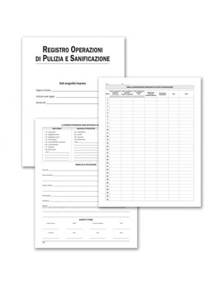 Registro operazioni di pulizia e sanificazione Data Ufficio - 28 pagine - 31x24