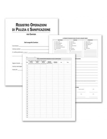 Registro operazioni di pulizia e sanificazione per cantieri Data Ufficio 28 pg -  31x24