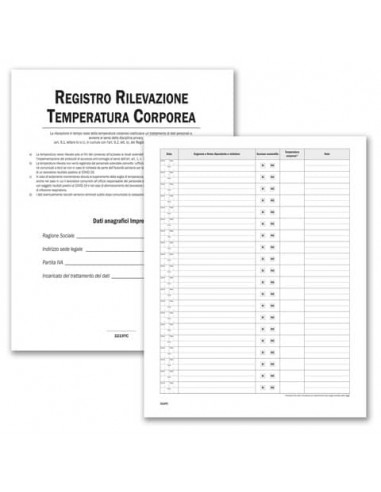 Registro operazioni per la rilevazione della temperatura corporea Data Ufficio 24 pagine 31x24