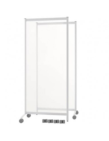 Pannelli separatori di protezione mobili con ruote Paperflow in plexiglass trasparente - 76x44xh170 cm - Set 2 pz.