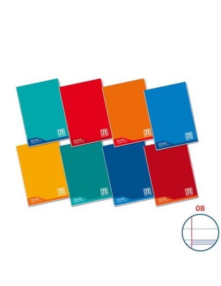 Quaderno Maxi One Color 100 Gr Didattico A4 - rigatura B con margini - colori assortiti - 18+1 fogli - 7042