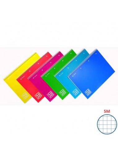 Quaderno spiralato Maxi One Color PPL Forato 80 Gr A4 80+1 ff quadretti 5 m - colori assortiti - 2935