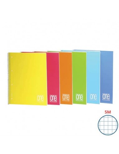 Quaderno spiralato Maxi One Color PPL Forato 80 Gr A5 80+1 ff quadretti 5 m - colori assortiti - 2938