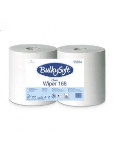 EC - Bobina in pura cellulosa Wiper 168 Bulkysof - 800 strappi - 2 veli  -bianco Conf. 2 pezzi - 55954.E10