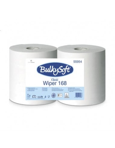 EC - Bobina in pura cellulosa Wiper 168 Bulkysof - 800 strappi - 2 veli  -bianco Conf. 2 pezzi - 55954.E10