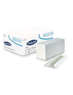 Asciugamani interfogliati piagatura a C Bulkysoft 23x31 cm bianco Cf. 20 fascette da 153 fogli - 85510.E20