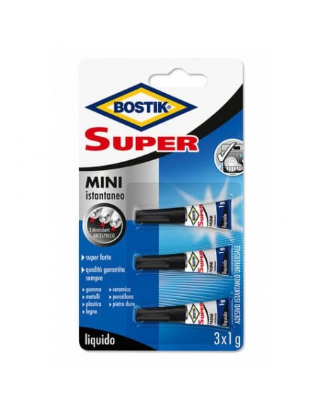 Colla attaccatutto cianoacrilica Bostik Super Mini liquido tubetto monodose  3x1 gr  D2743