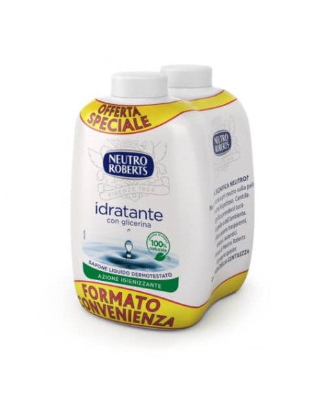 Ricarica sapone Neutro Roberts Idratante con glicerina - 200 ml Conf 2 pezzi - R908767